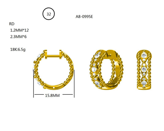 14KW/Y DIAMOND PAVE LINK EARS