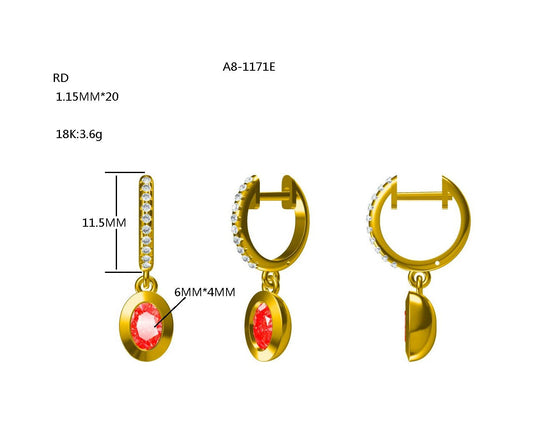 14KY SEMI PREC BEZEL SET CENTER STONE EARS