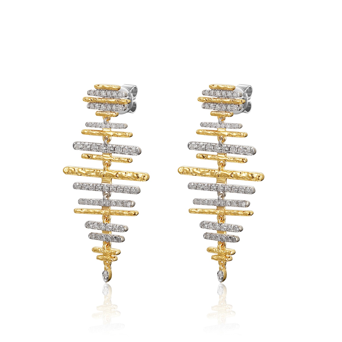 14KW/Y DIAMOND HAMMER FINISH STICK EARS