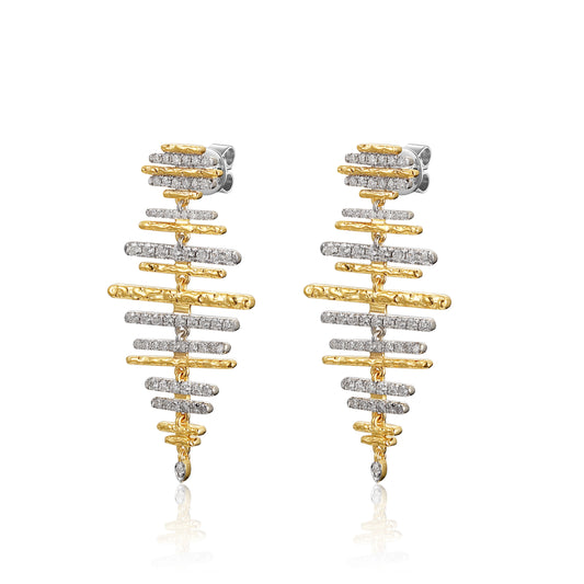 14KW/Y DIAMOND HAMMER FINISH STICK EARS