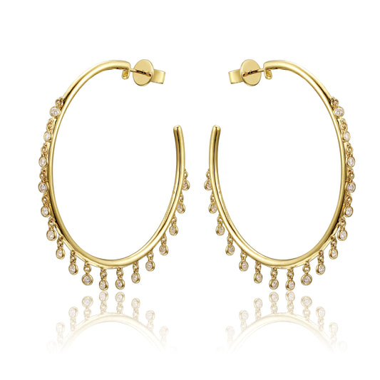 14KY DIAMOND BEZEL SET DANGLE EARS