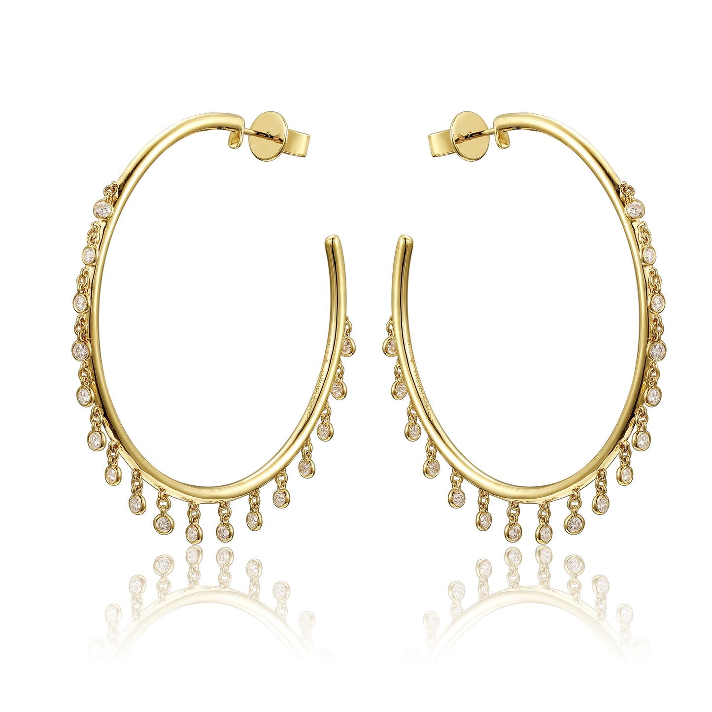 14KW DIAMOND BEZEL SET DANGLE EARS