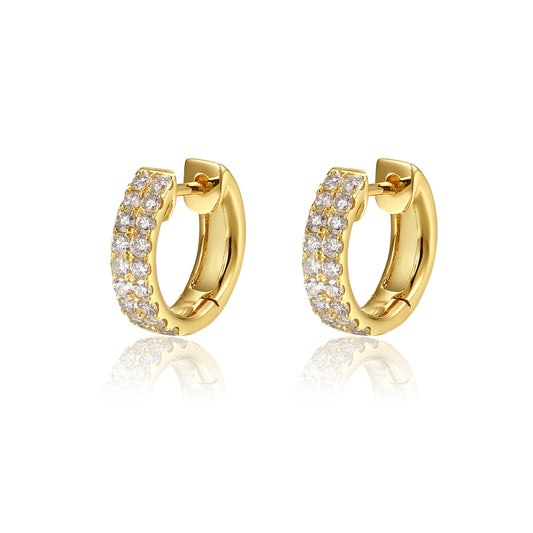 14KW DIAMOND 2 ROW HUGGIE EARS