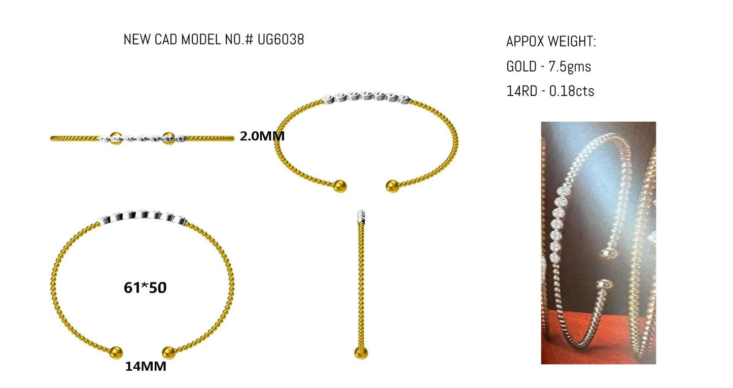14KY DIAMOND MILGRAIN FLEX BRAC