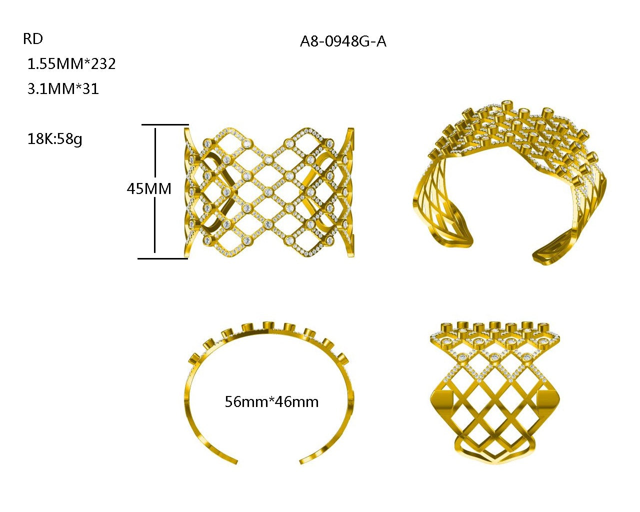 14KW/Y DIAMOND BEZEL SET BANGLE BRAC