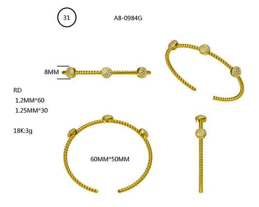 14KW/Y PLAIN GOLD TWIST ROPE BANGLE BRAC