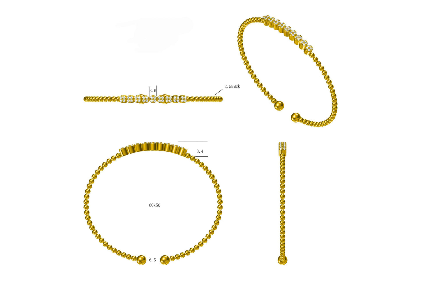14KY DIAMOND FLEX BANGLE BRAC