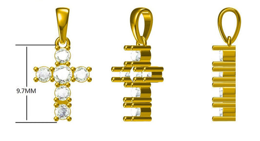 14KW DIAMOND PRONG SET CROSS NECK