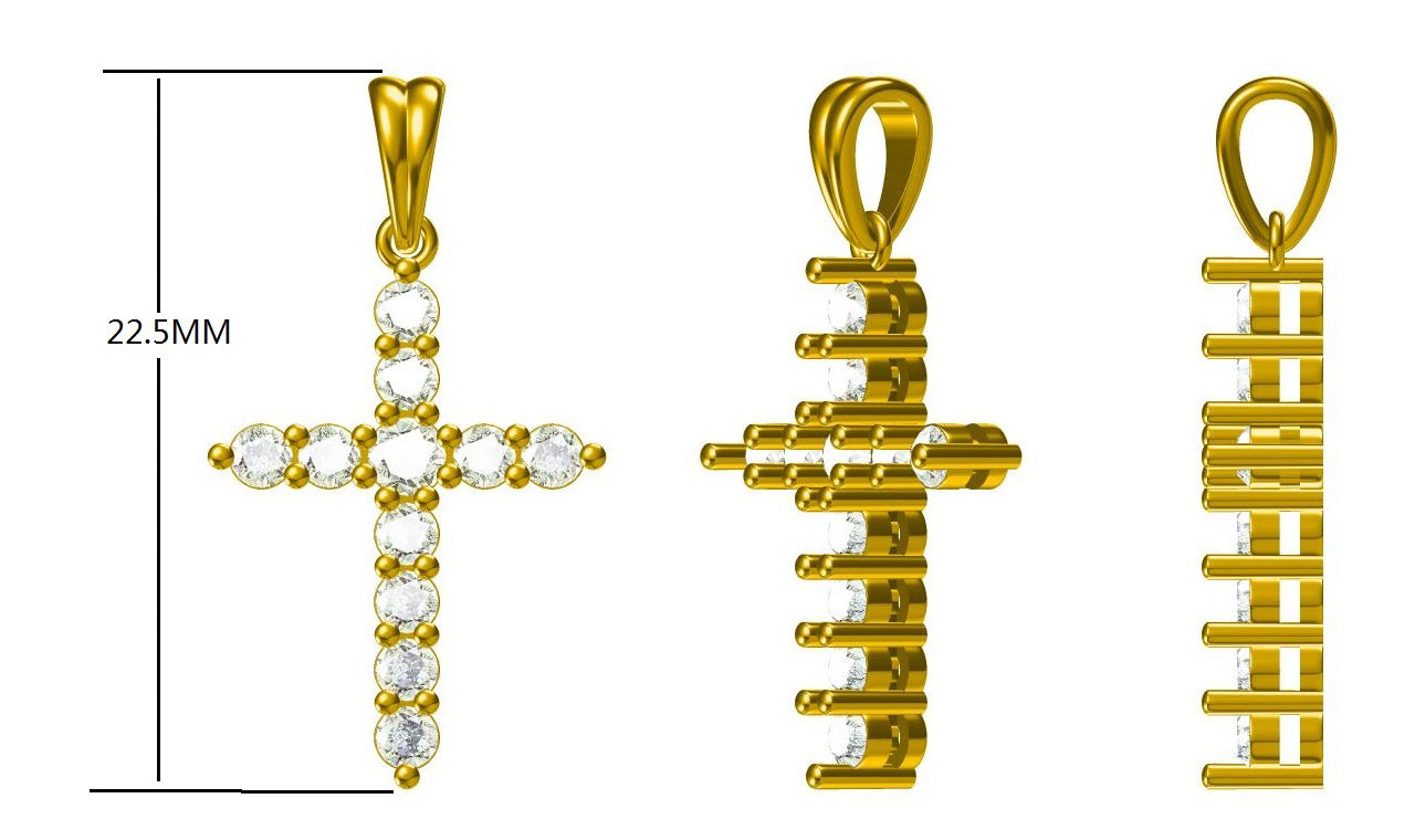 14KW DIAMOND PRONG SET CROSS NECK