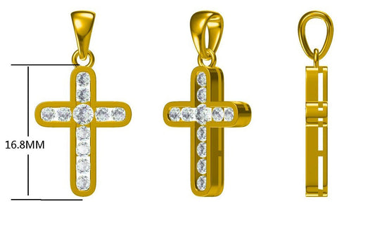 14KW DIAMOND CHANNEL SET CROSS NECK