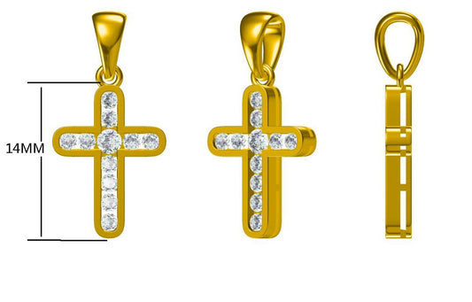 14KW DIAMOND CHANNEL CROSS NECK