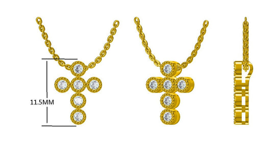 14KY DIAMOND MILGRAIN CROSS NECK