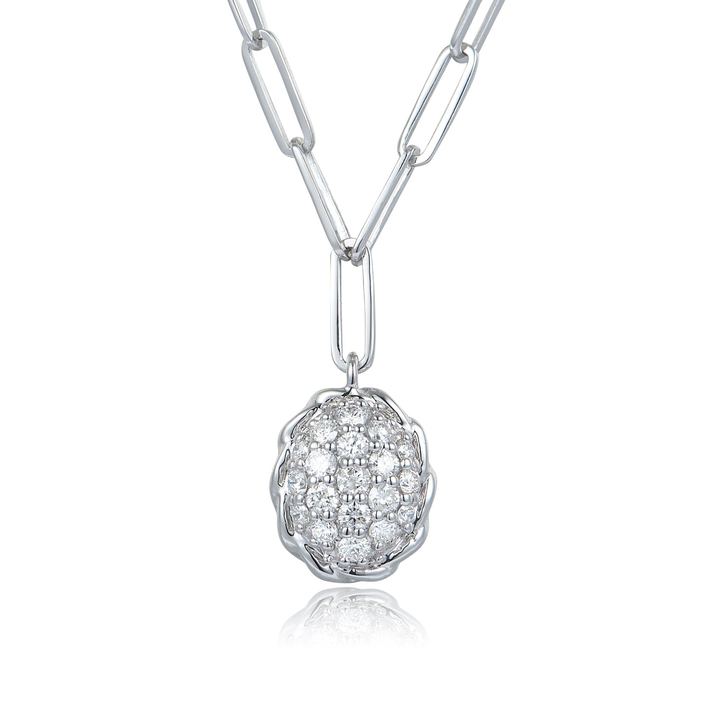 14KY DIAMOND PAVE PAPER CLIP NECK
