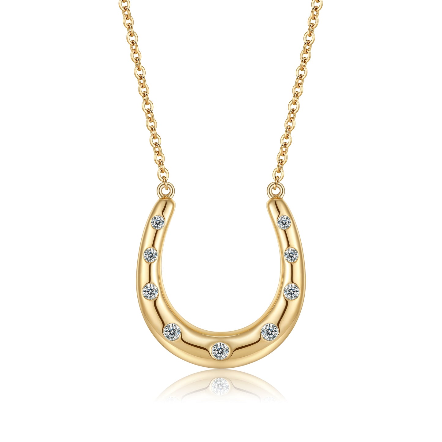14KW DIAMOND BEZEL SET HORSE SHOE NECK