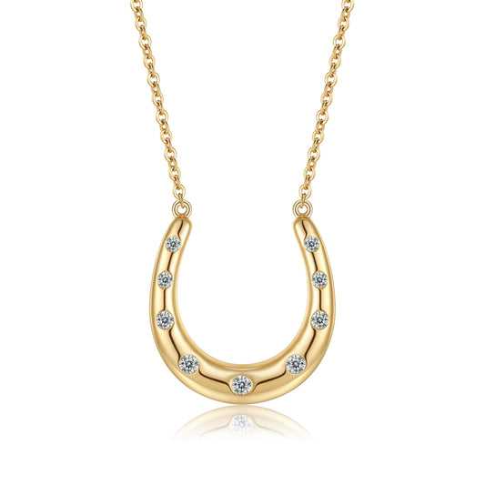 14KW DIAMOND BEZEL SET HORSE SHOE NECK