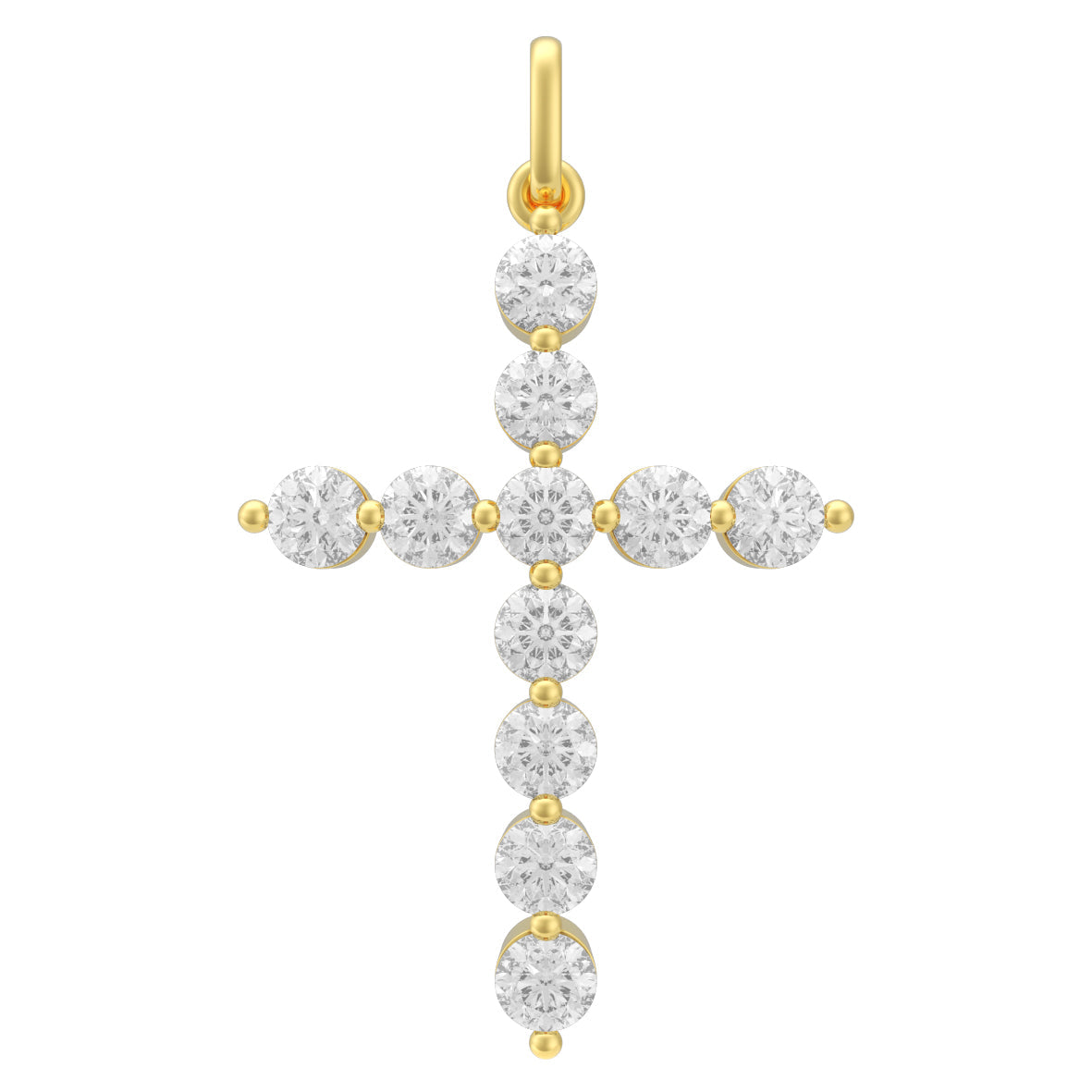 14KY DIAMOND SHARED PRONG CROSS PEND