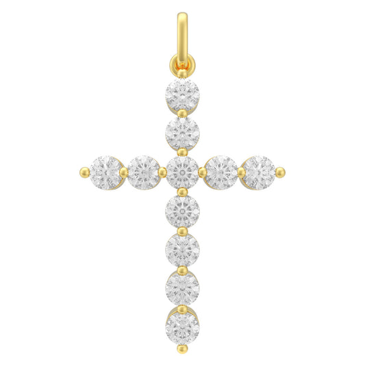 14KY DIAMOND SHARED PRONG CROSS PEND