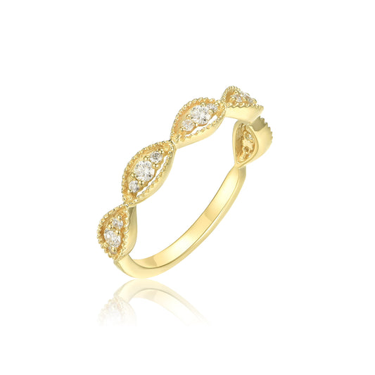 14KY DIAMOND MILGRAIN STACK BAND RING