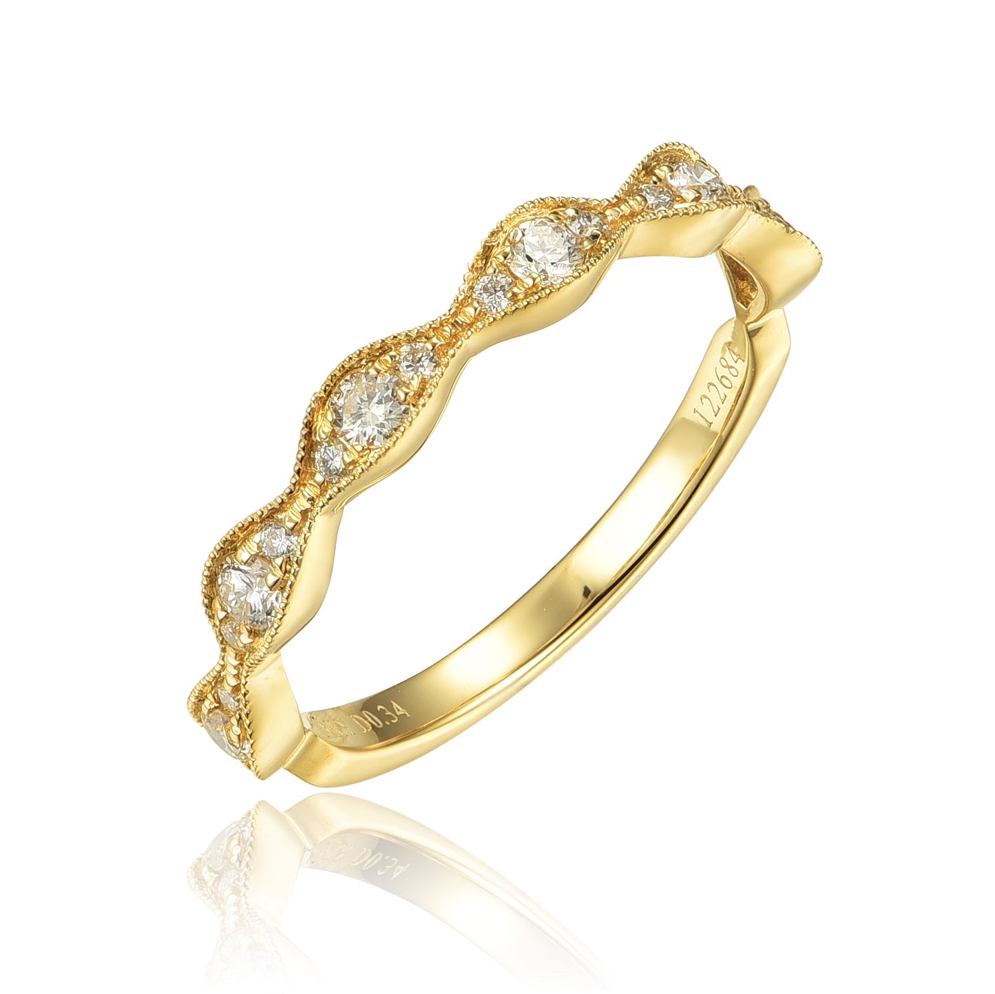 14KW DIAMOND MILGRAIN STACK BAND RING