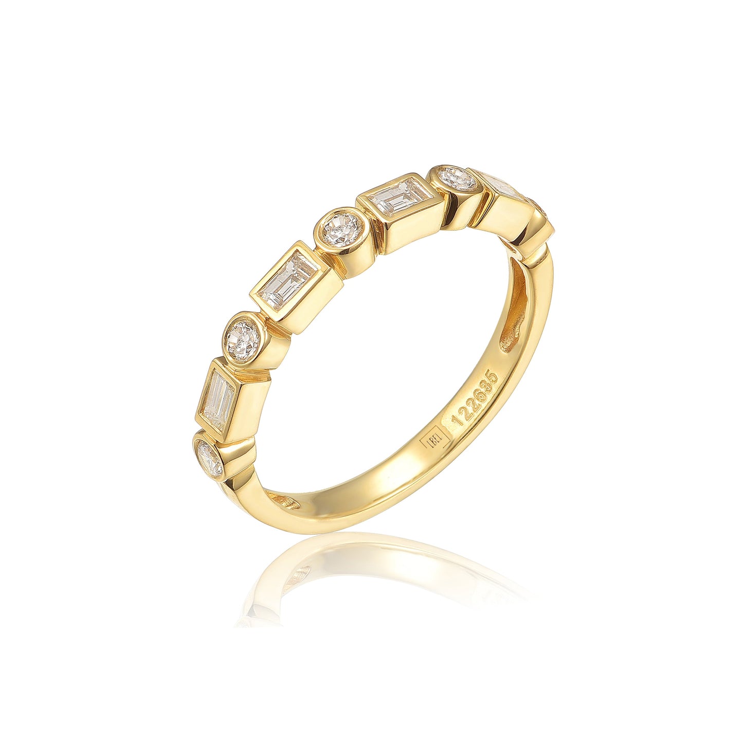 14KY DIAMOND BEZEL SET STACK BAND RING
