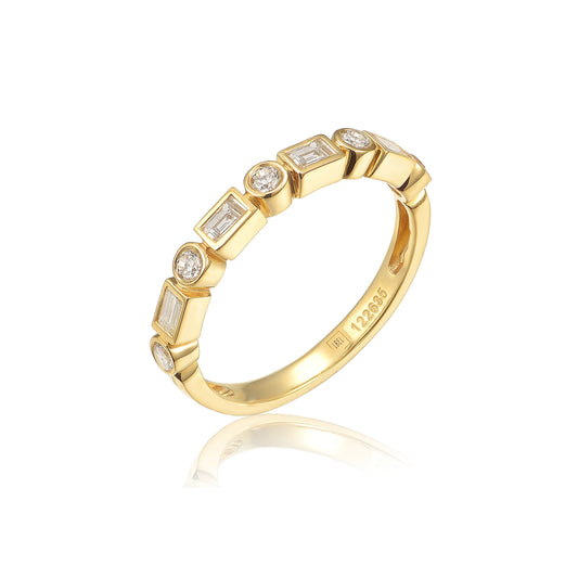 14KY DIAMOND BEZEL SET STACK BAND RING