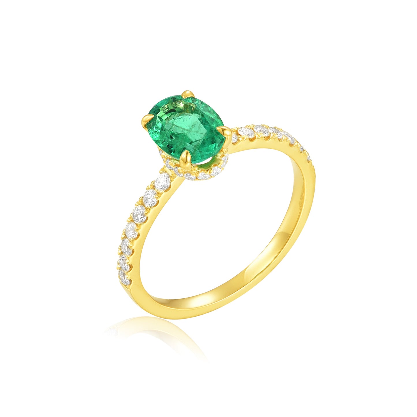 14KY PREC COLOR HIDDEN HALO CENTER STONE RING