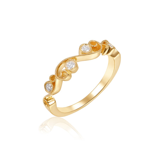 14KW DIAMOND FLORAL STACK BAND RING