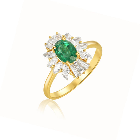 18KY PREC COLOR CLASSIC CNTR STONE RING