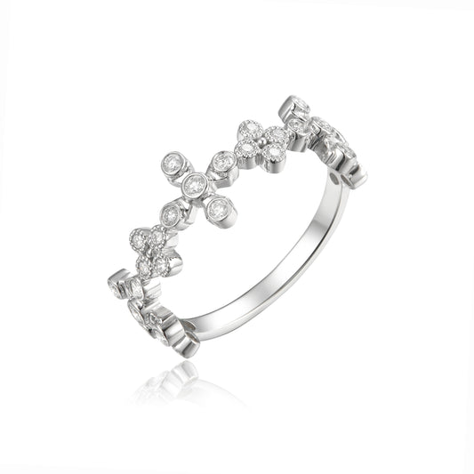 14KY DIAMOND CROSS STACK BAND RING