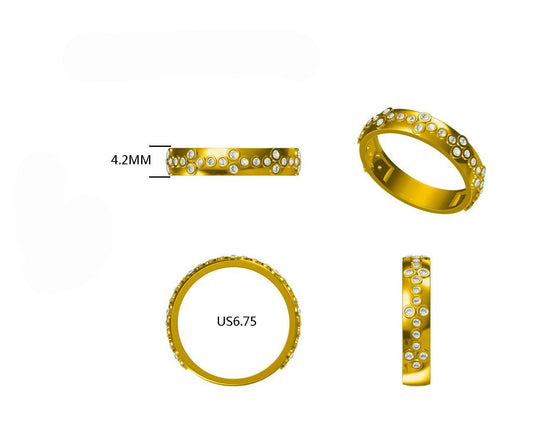 14KW  DIAMOND BEZEL SET STACK BAND RING