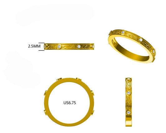 14KW DIAMOND BEZEL SET STACK BAND RING