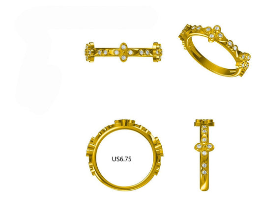 14KW  DIAMOND BEZEL SET STACK BAND RING