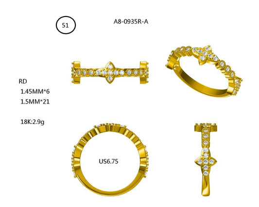 14KW DIAMOND FIAGREE STACK BAND RING