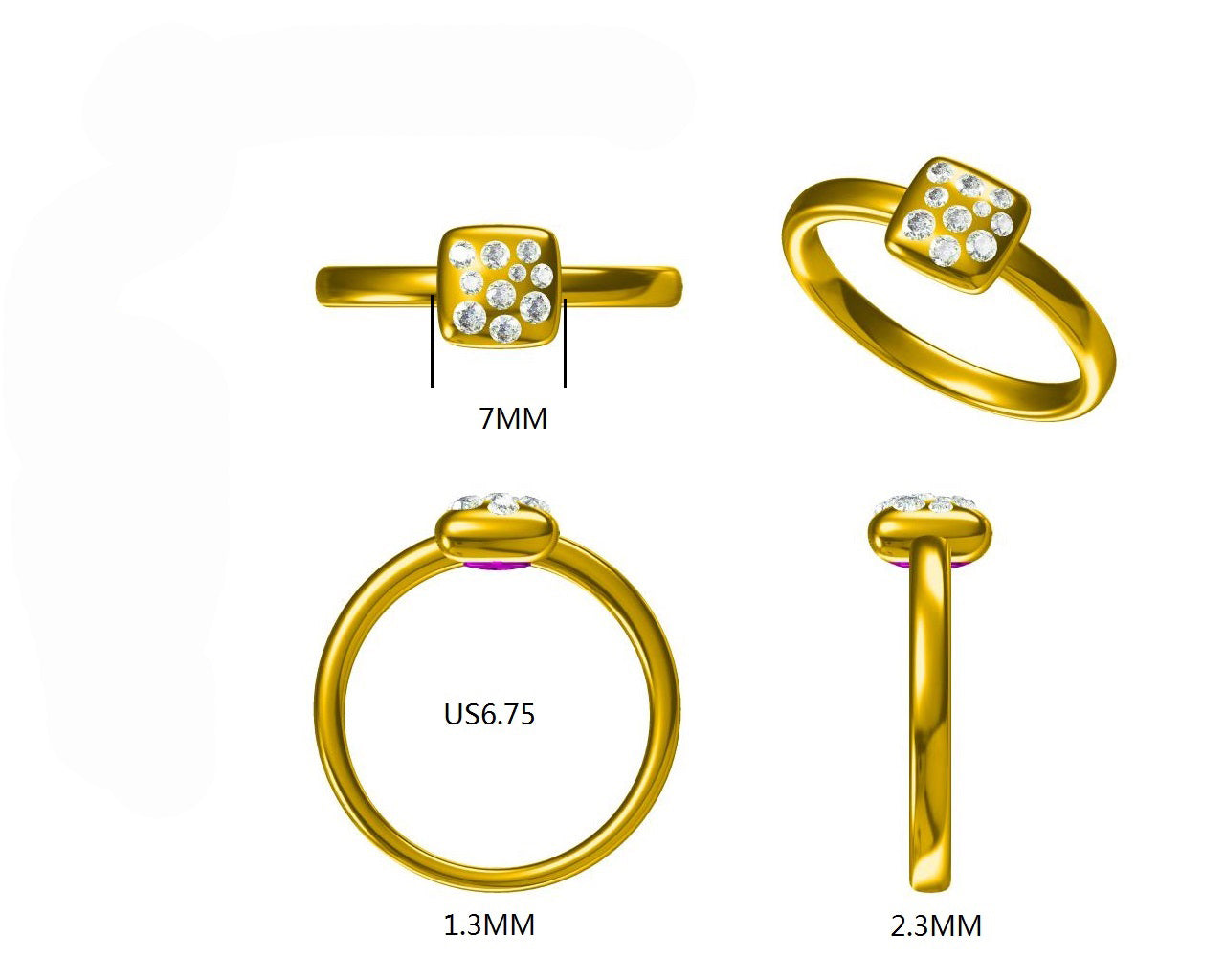 14KW DIAMOND BEZEL SET CLUSTER RING