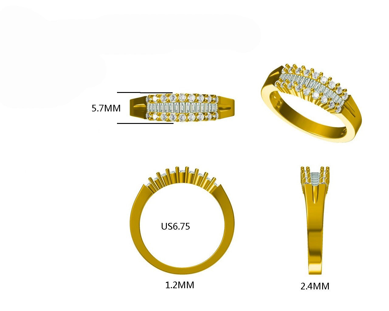 14KW DIAMOND BAGUETTE & ROUND BAND RING