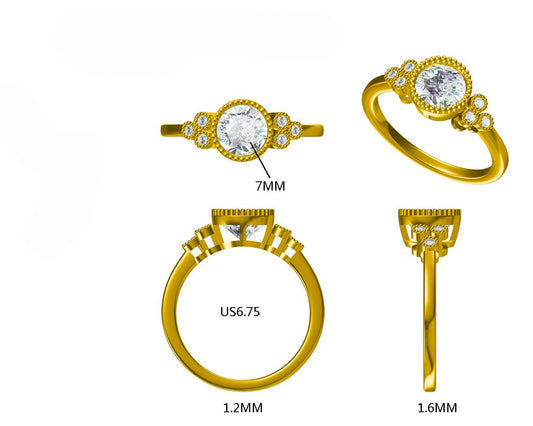 14KW  SEMI PREC BEZEL SET BIRTHSTONE RING