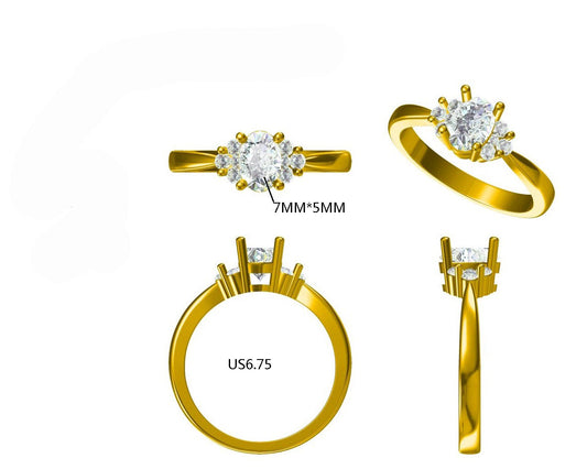 14KY PREC COLOR PRONG SET THREE STONE RING