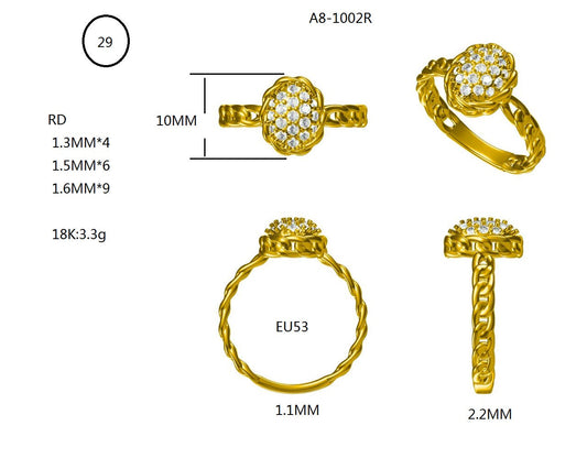 14KW/Y DIAMOND PAVE LINK RING
