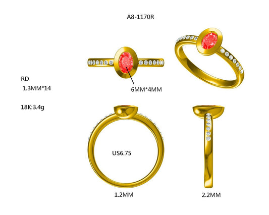 14KY SEMI PREC BEZEL SET CENTER STONE RING