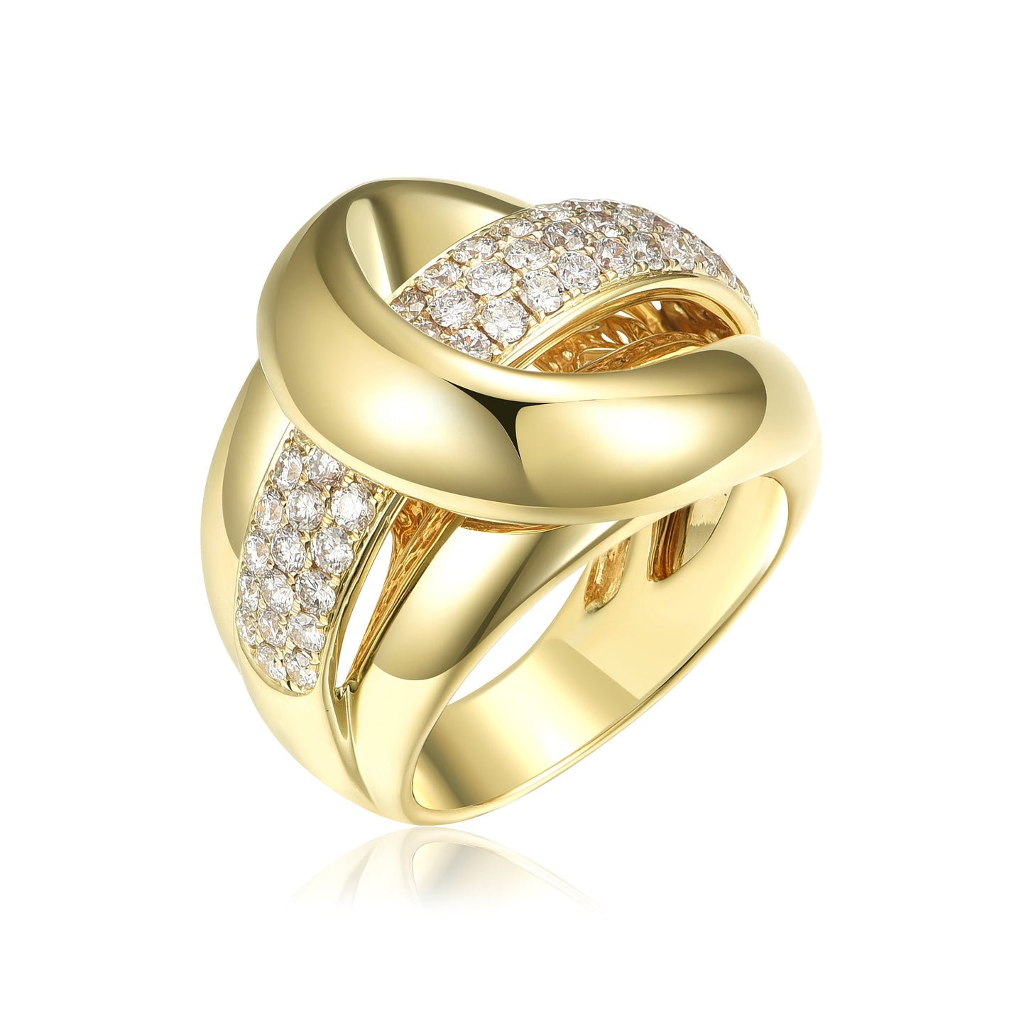 14KY DIAMOND CROSSOVER FASHION RING