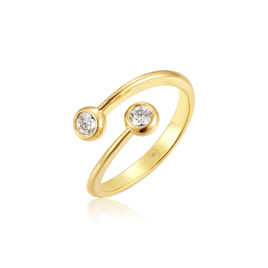 14KY DIAMOND BEZEL SET BYPASS RING