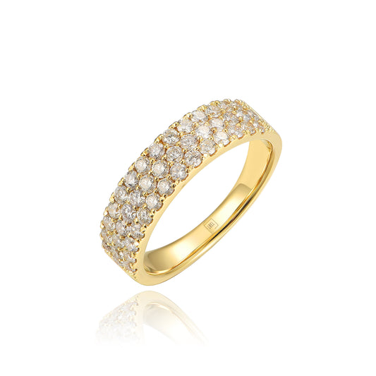 W/G 3 Row Pave Comfort Fit Band 43D=Min_.95TW