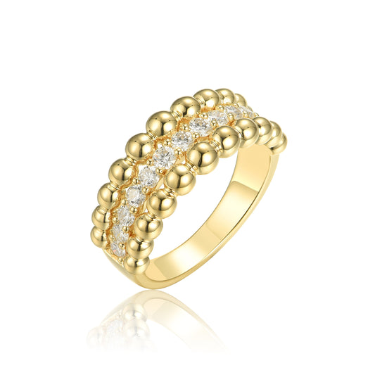 14KW/Y DIAMOND BEAD BAND RING