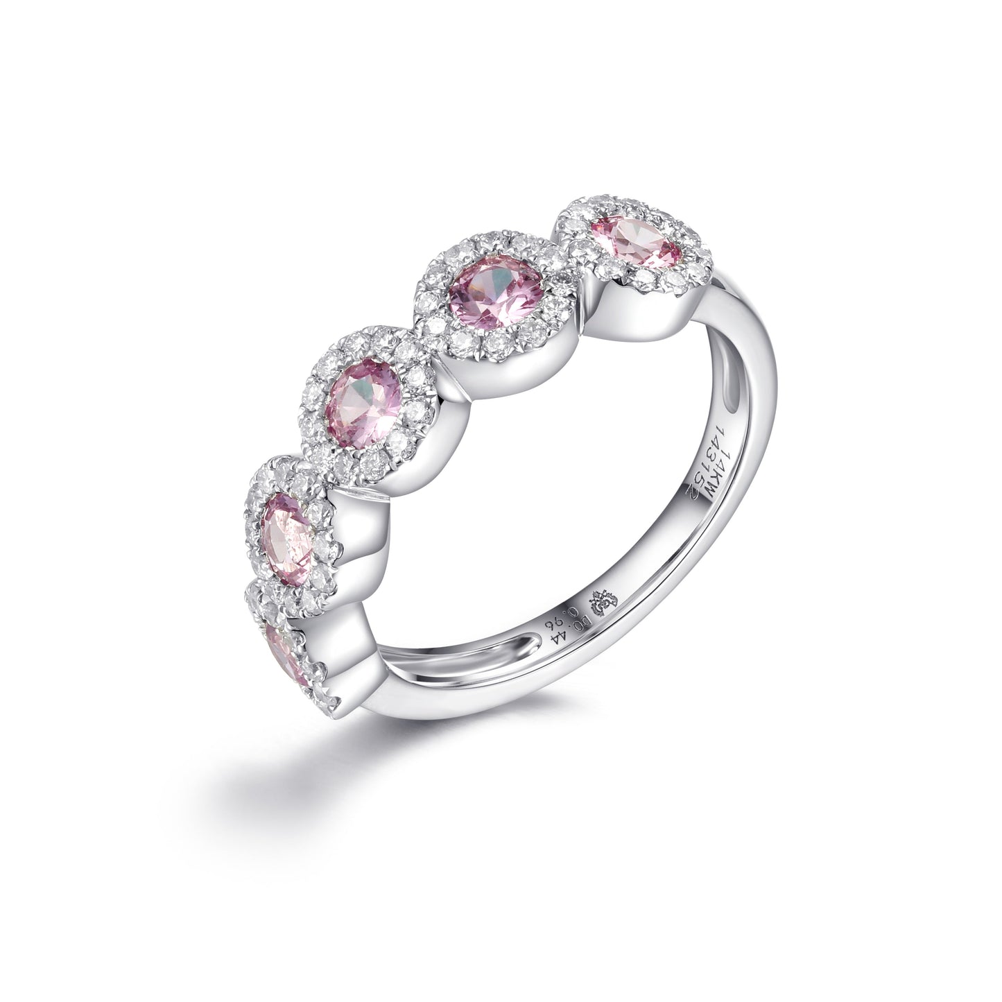 14KW PREC COLOR HALO STACK BAND RING
