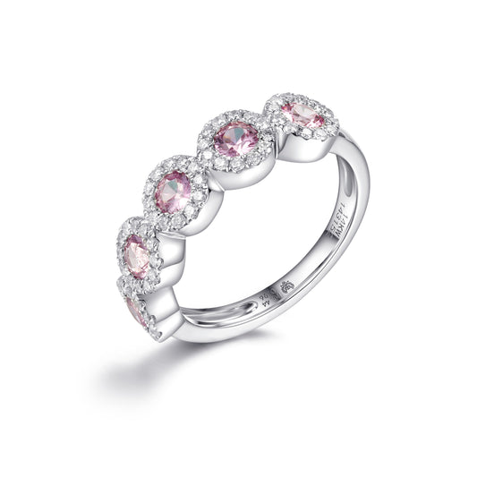 14KY PREC COLOR HALO STACK BAND RING