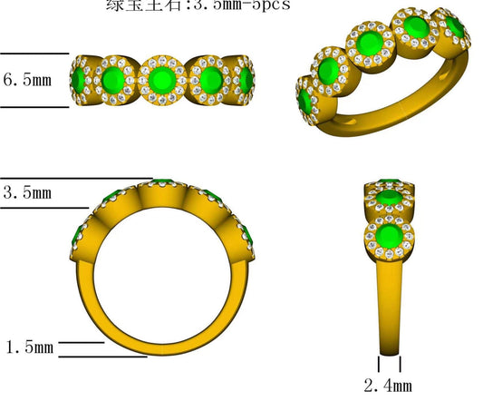 14KW PREC COLOR HALO BAND RING