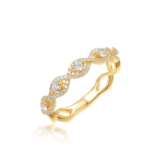 14KY DIAMOND TWIST HALO RING
