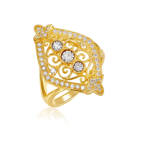 14KW DIAMOND MILGRAIN MIRACLE RING