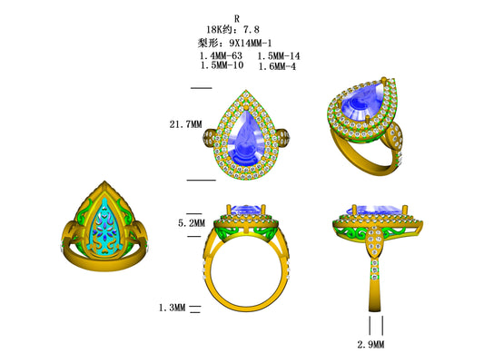 14KY SEMI PREC DOUBLE HALO CENTER STONE RING