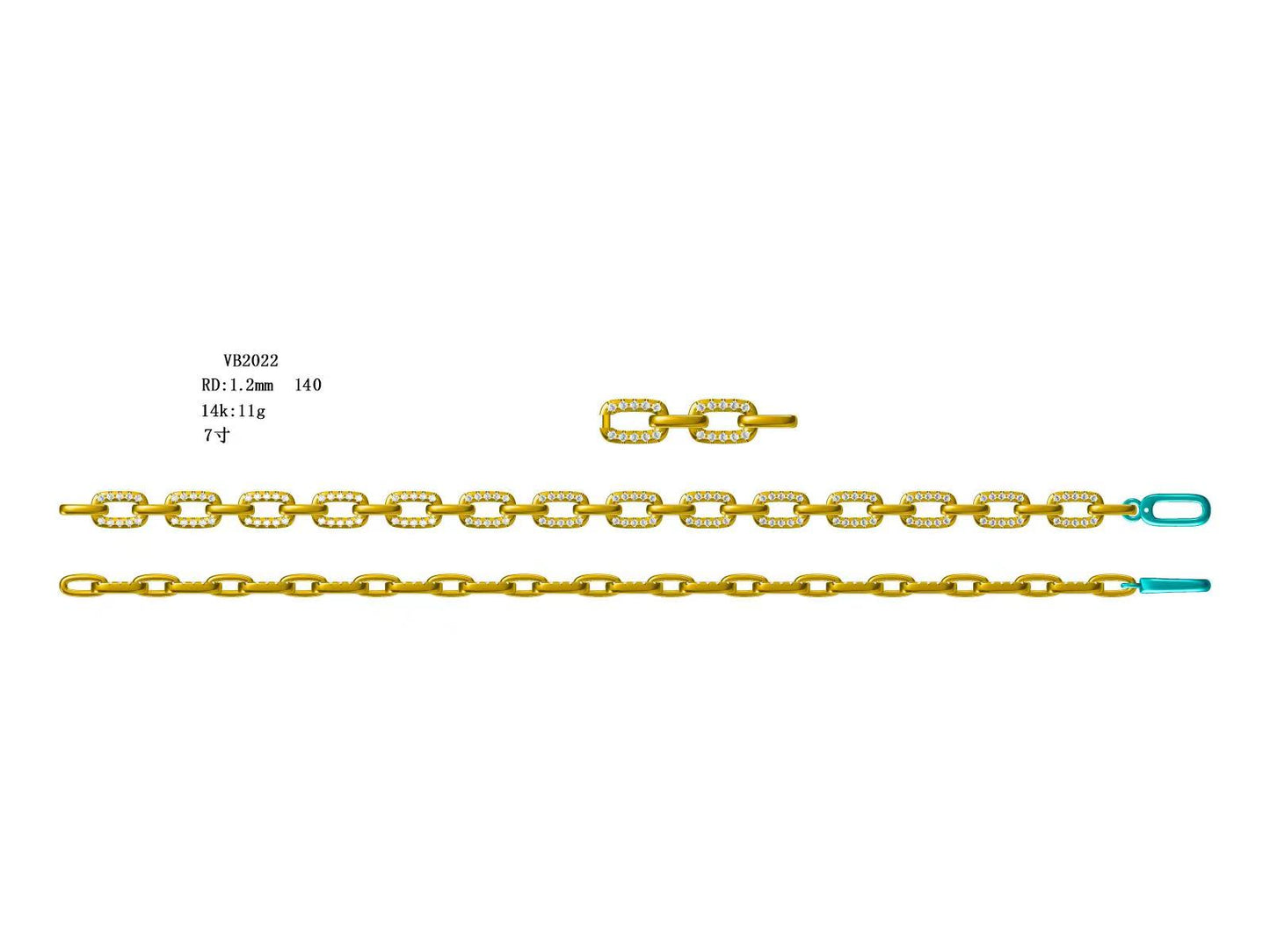 14KW/Y DIAMOND ALTERNATING LINK BRAC